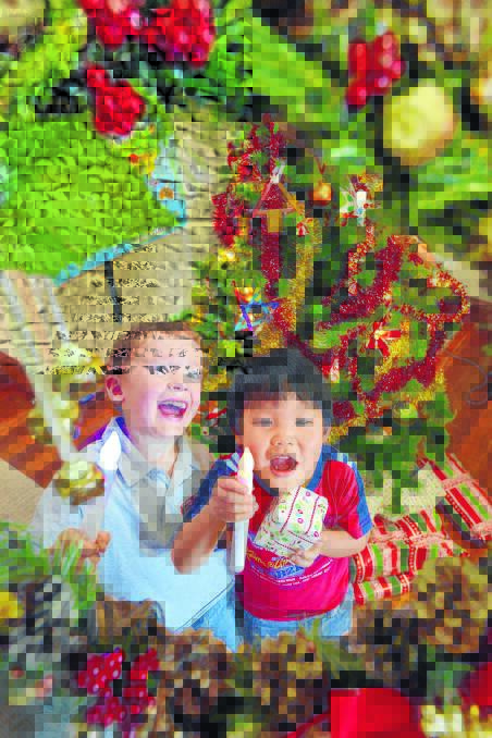 CAROLS MAGIC: Tamworth kids Mitchell Irwin, 7, and Ben Scarborough, 5, have been waiting excitedly for the arrival of the carols – and Christmas, of course.  Photo: Barry Smith 101214BSE04