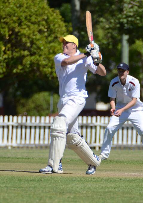 Jock Cartwright hits out on his way to a century for Armidael City in their win over Hillgrove. Photo:  pixonline.com