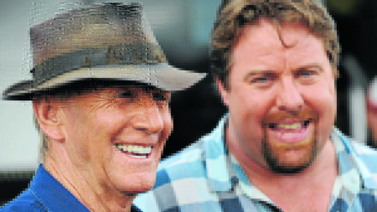 HE’S BACK: Paul Hogan was in Tamworth to film Charlie and Boots with Shane Jacobson in 2008. He will return on July 29. Photo: Barry Smith 281108BSN13