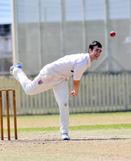 Deklan Baker lets loose for West. His four wicket haul earned him Connolly Cup man of the match acknowledgement on Sunday.  Photo: Geoff O’Neill 271013GOG01