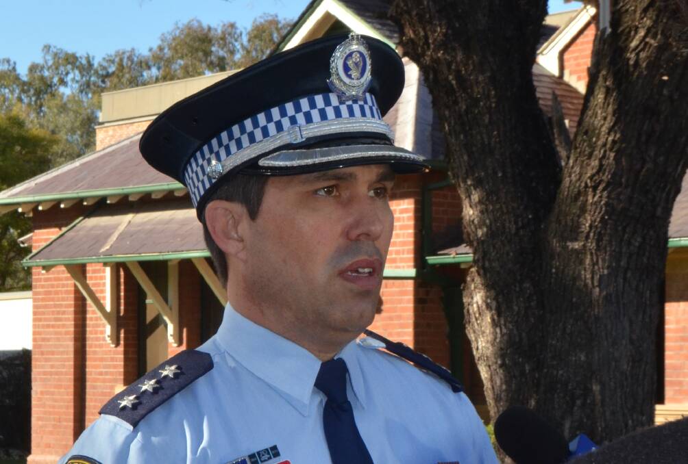 MURDER INVESTIGATION: Barwon crime manager Detective Inspector Gavin Rattenbury details the circumstances surround the alleged murder in Croppa Creek at a press conference in Moree yesterday. Photo: Moree Champion