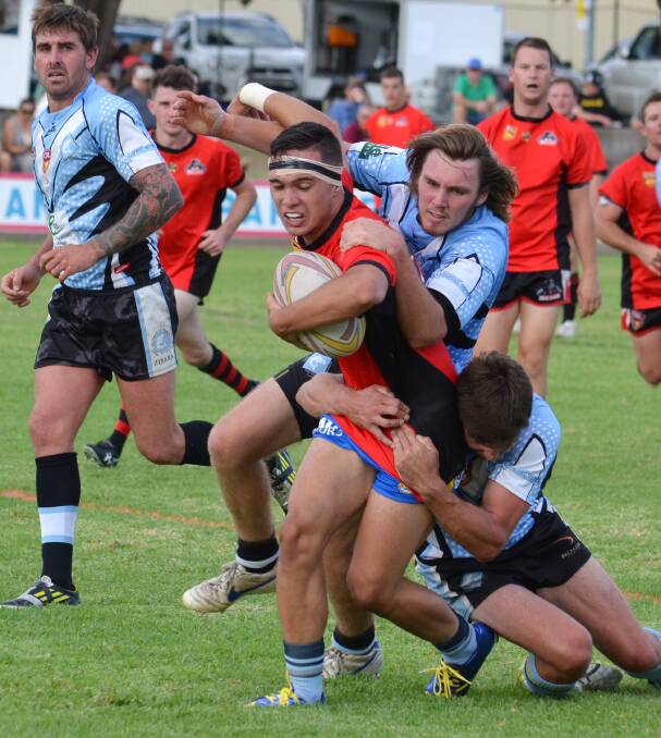 Corey Manicaros kept the Terrigal Sharks defence busy around the ruck in last weeks trial and Legend of League curtain raiser at Jack Woolaston. Photo: Chris Bath 210315CBA01
