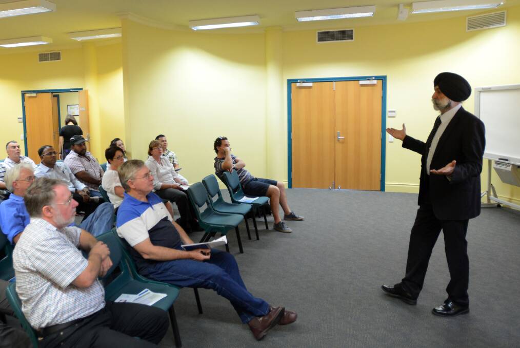SEARCH FOR SKILLS: Department of Immigration industry outreach officer for the NSW Outreach Program Satinder Pasricha speaks in Tamworth yesterday. Photo: Gareth Gardner 190314GGC01