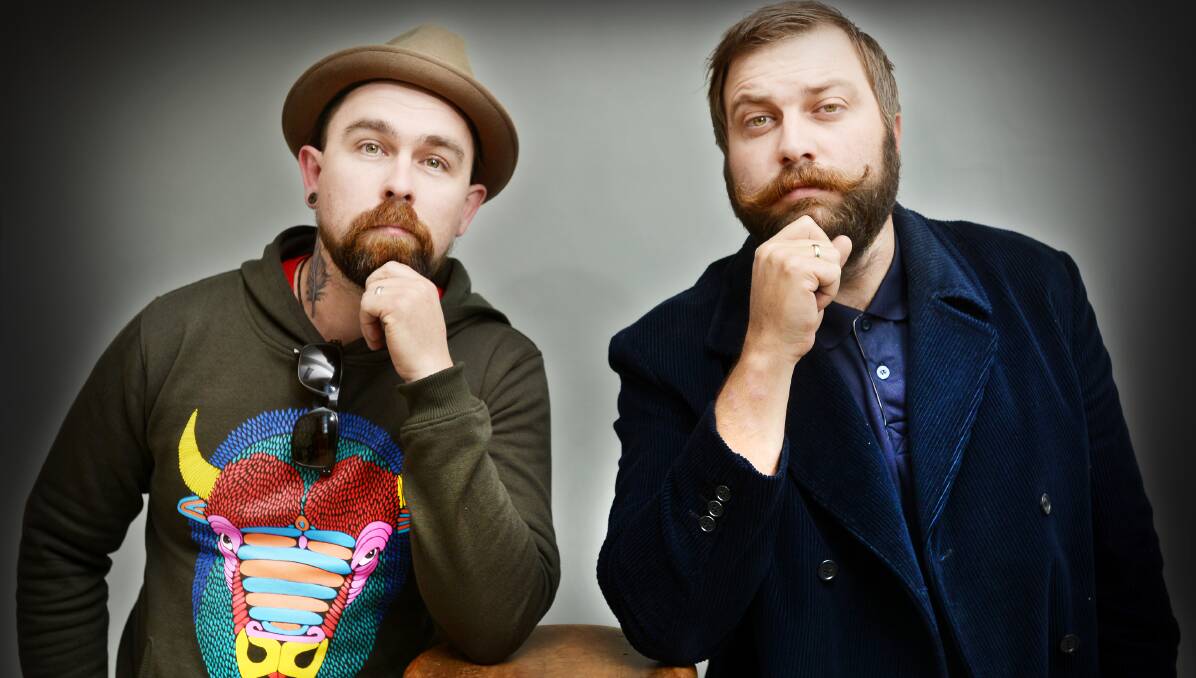 BEARD BROTHERS: Founders Blake Saban and Dan Wilson ponder the popularity of the Tamworth Beard Appreciation Group. Photo: Gareth Gardner 070714GGC02