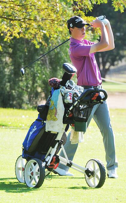 Nathan Mann bagged a five shot lead with his second round two over par 72 at Tamworth Golf Club on Sunday. Photo: Geoff O'Neill 250514GOD01