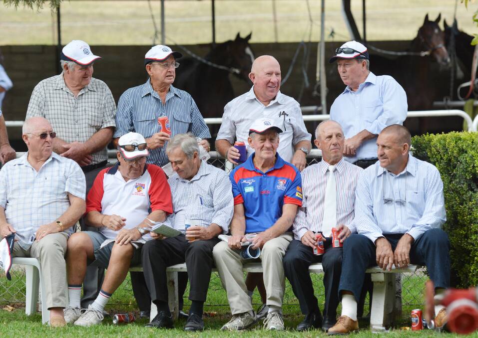 Picking some winners at the Tamworth Cup were (back from left) Bob Larden, Billy Gould, John Timmens, David Head (front from left) Brian Ferry, Barry  Lingwood, Arthur Ruttley, Mike Cashman, Ken Natty and titanium knees Neville Baldock.  Photo: Barry Smith  270414BSG09