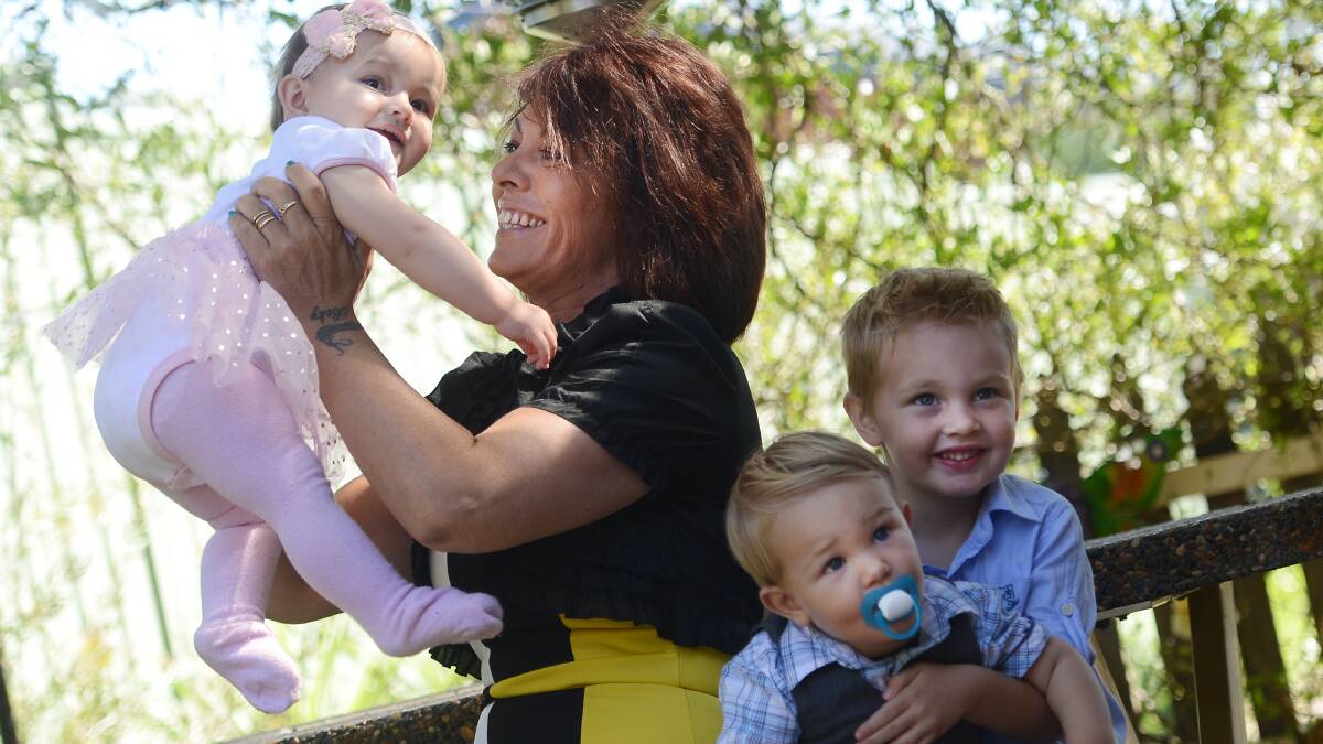 SLIMMER FINALIST: Local woman Tarnia Hall was inspired to lose weight with the birth of her grandchildren Indi Maher, Koby-Jay and Chadrick Lang. Photo: Gareth 
Gardner 221014GGB03