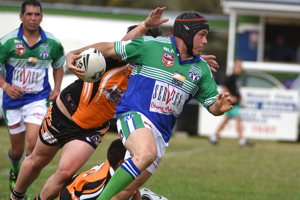 Rams lock Steve Widders attacks the Tingha Tigers last Sunday. The Rams are in Inverell this weekend for a second round Group 19 clash. Photo:  pixonline.com.au