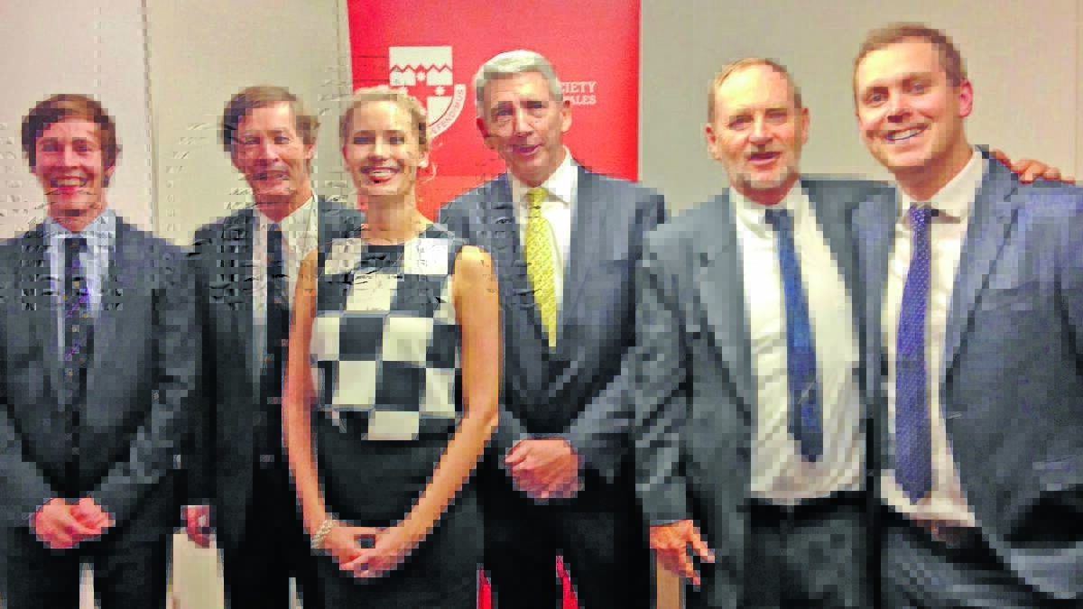 GENERATIONAL CIRCLES: A Tamworth historical tale of  law legacies, from left, Richie and Patrick O’Halloran, Victoria and Terry Broomfield, and Ed and Nick Leyden at the law society celebration in late May.