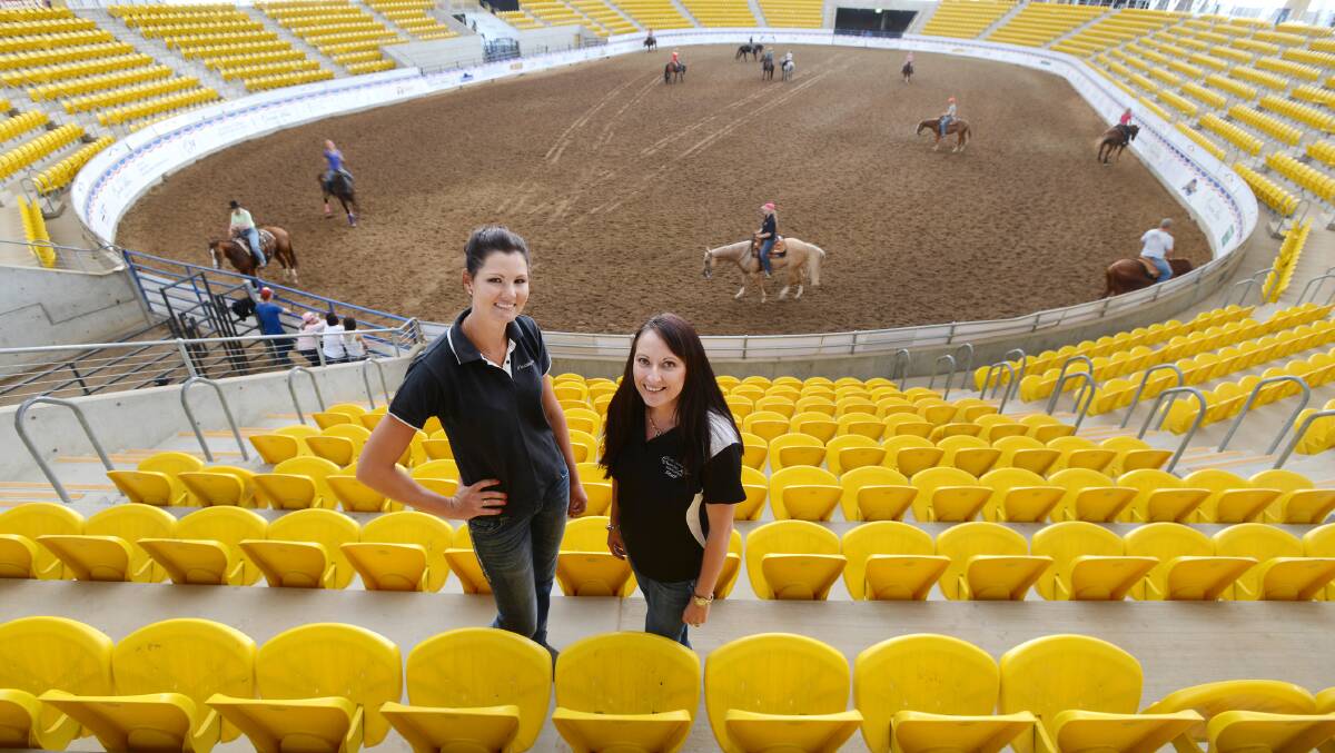 Rider and trainer Holly Johnson (left) is preparing for the huge quarter horse event  with 
co-ordinator Nicky Moss-Smith at the AELEC. Photo: Barry Smith 110414BSD03