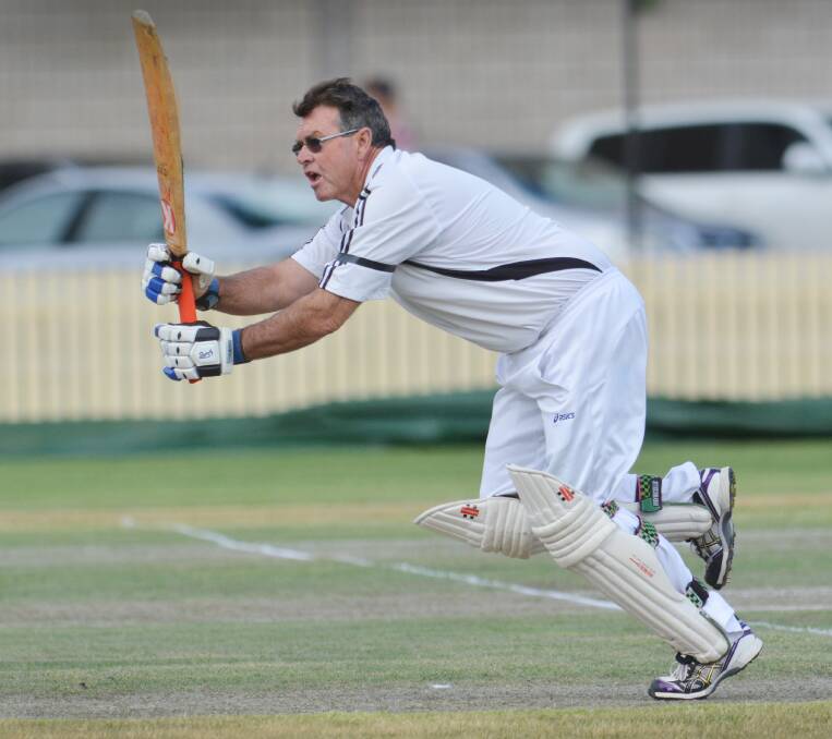 Tamworth vet Chris Crowell on-drives during  last December’s rep game aganst Armidale. The next match against Armidale has been deferred a week. Photo: Barry Smith 121214BSF06