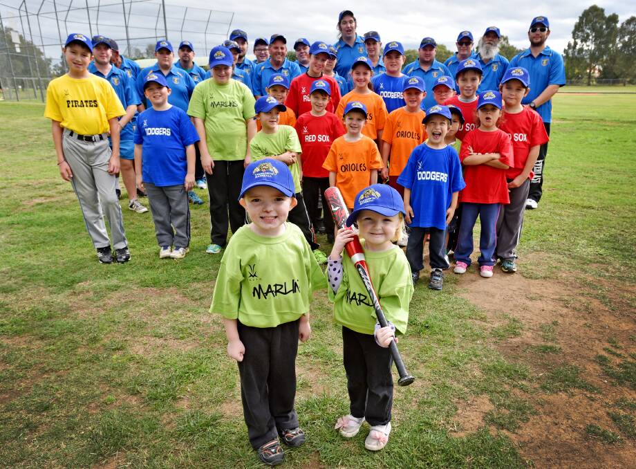 Joseph (3) and Louise (2) Dando are preparing for a big return to games for junior 
baseballers in Tamworth as the juniors and seniors all powered up for a start to the 2015  season on Saturday. Photo: Geoff O’Neill 020515GOA01