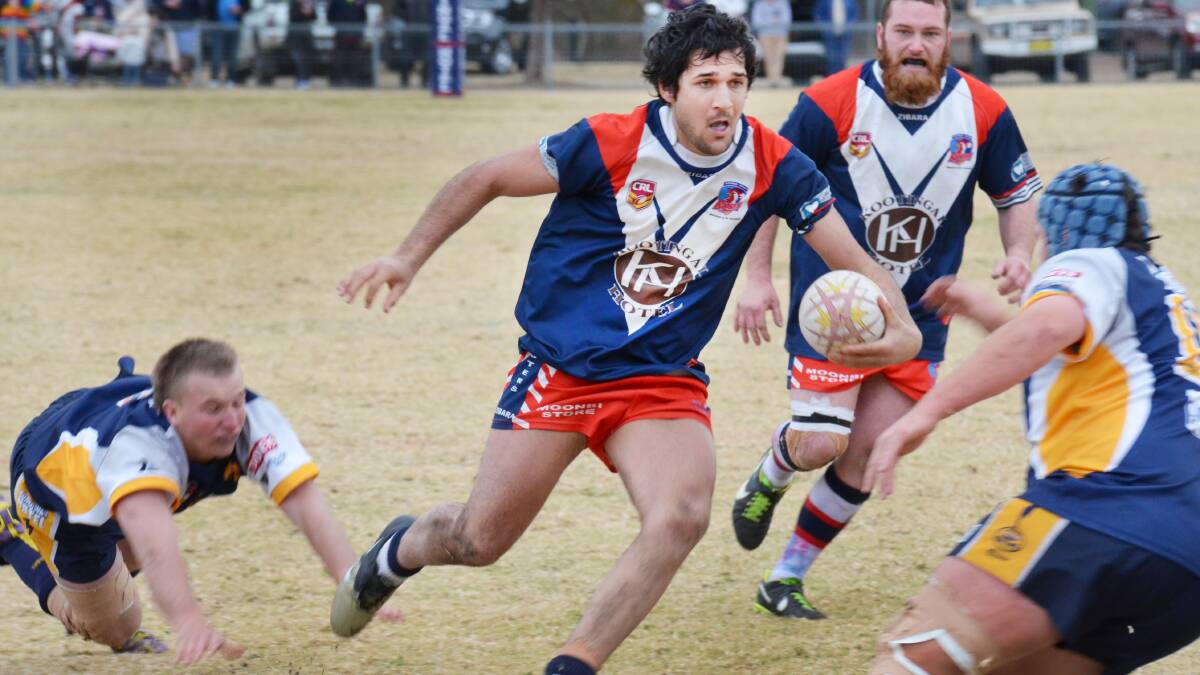 Kaidyn Saunders on the attack for Kootingal in Saturday’s Group 4 Second Division win over Dungowan. Photo: Christopher Bath  200714CBA05