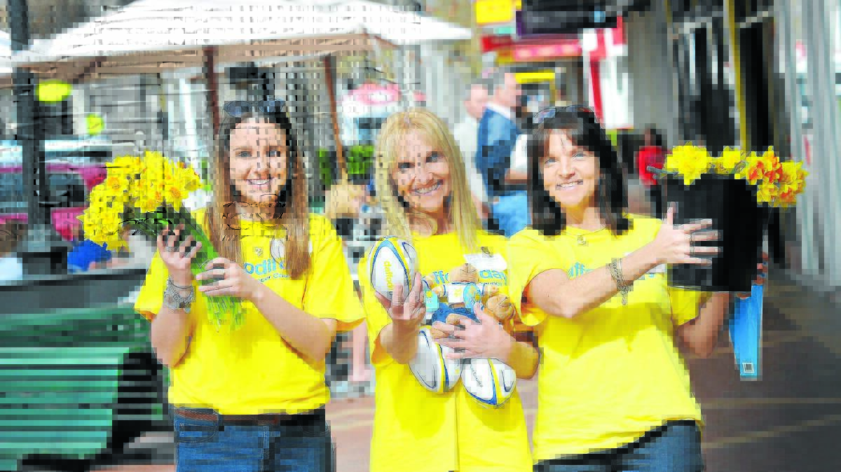 VOW FULFILLED: Shanin Phillis, her mum Sue Phillis and aunt Cathy Tiberi met lots of people and raised quite a bit of money for the Cancer Council at their stall outside Target. Photo: Gareth Gardner 220814GGB01