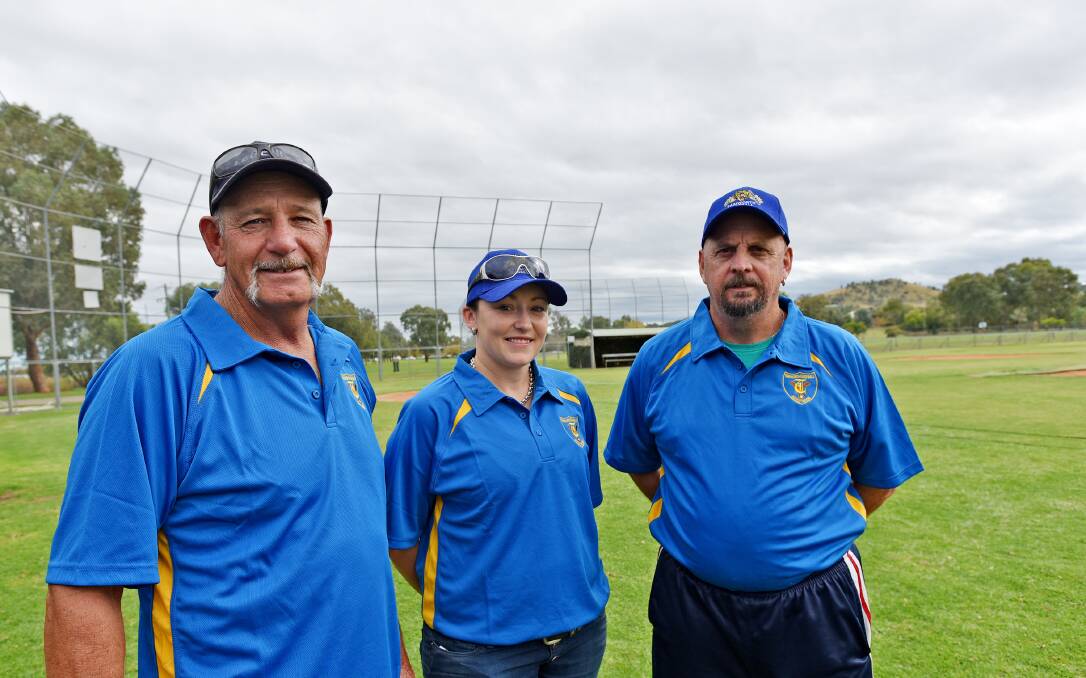 Preparing to boost the juniors for a new season of baseball were (from left) Dave King, Renae Madams and Robert Handsaker.  Photo: Geoff O’Neill 020515GOA02