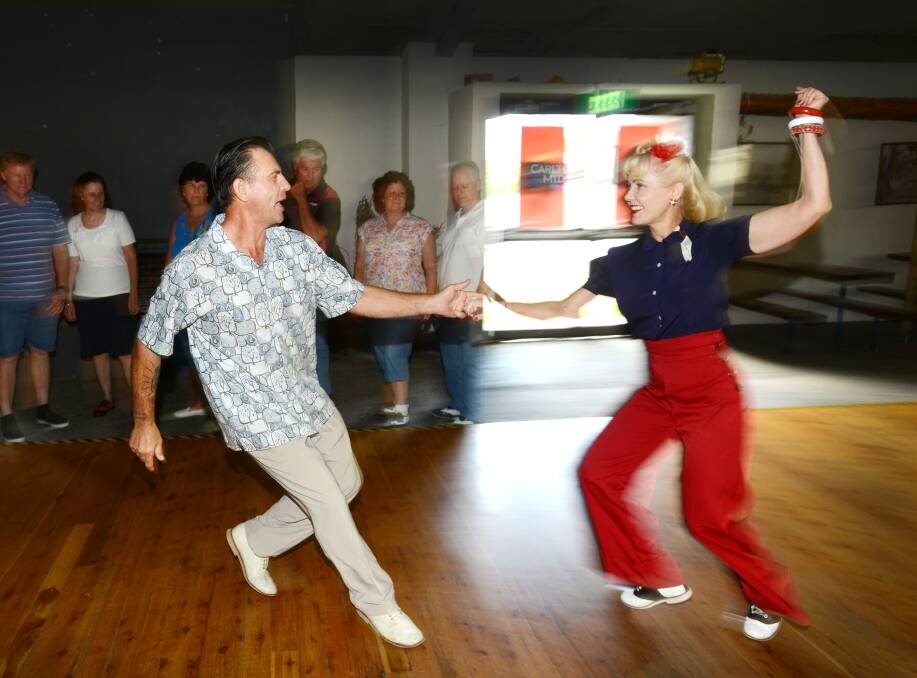 DANCE SESSION: Ray and Chrissy Keepence from the Gold Coast demonstrating their 1940s and 1950s style of dancing before an appreciative audience of dance students. Photo: Barry Smith 220214BSB10