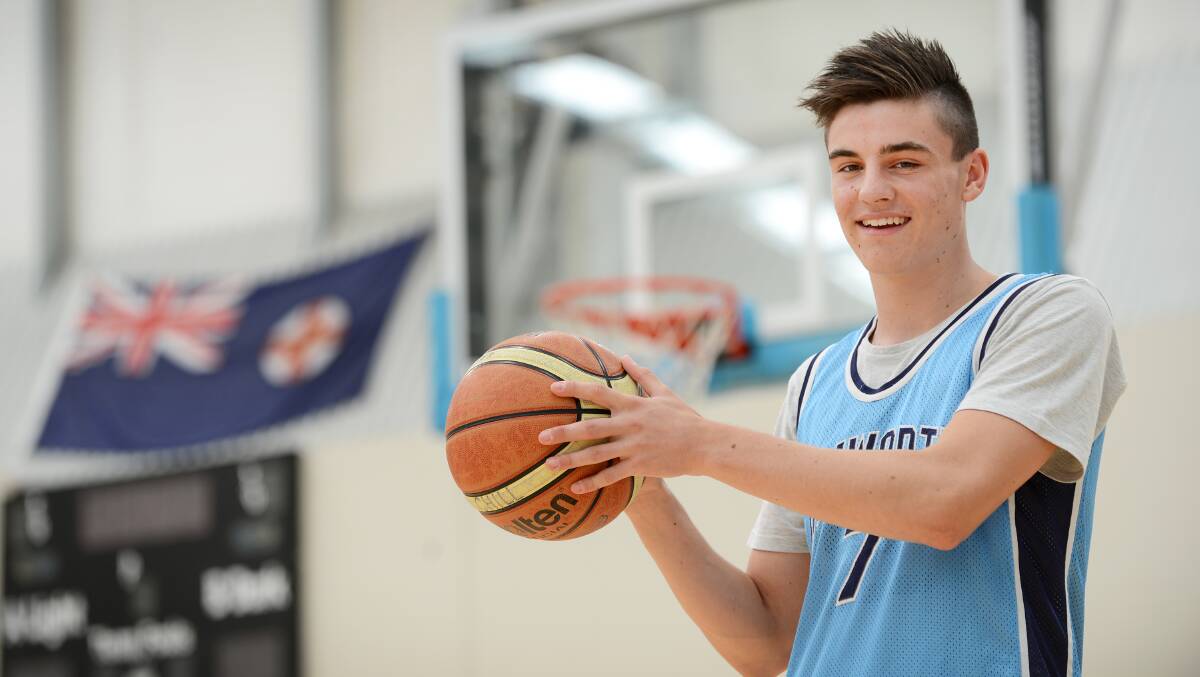 Max Chillingworth is in Newcastle this weekend shooting for a berth in the NSW Country 18 boys’ basketball side. Photo: Barry Smith 290115BSD04