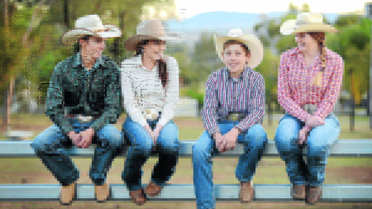 RIDING HIGH: Ready to take on some of the globe's most fearless riders at the World High School Rodeo Championships are Bradie Gray, Taylor McAlister, Kobe Miller and Bianca Canham.  Photo: Barry Smith 040614BSE02