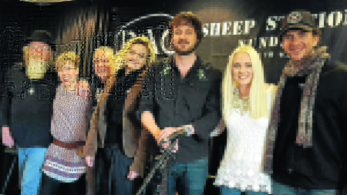 NOT SO DAGGY: Songwriters Allan Caswell, Felicity Urquhart, Kevin Bennett, Tamara Stewart, Lachlan Bryan, Aleyce Simmonds and Karl Broadie get their creative juices flowing at the DAG Sheep Station in Nundle. Photo: Anna Rose