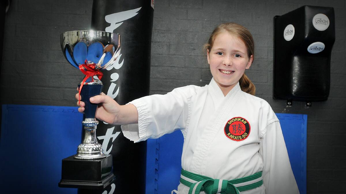 Karate kid Caitlin Brooker kicked the competition out to win the Intermediate Kata Division at the AMAC State Titles last weekend. Photo: Gareth Gardner 100914GGF01