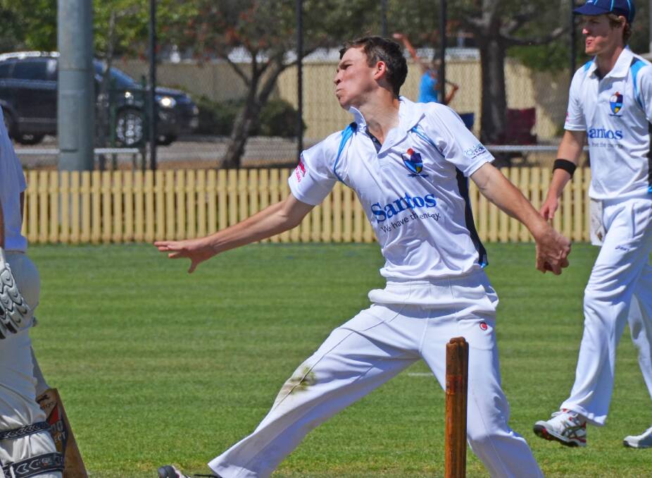 Jake Brayshaw bowled a ball reminiscent of the Shane Warne ball of the century as he cleaned up the Gunnedah tail with four wickets. Despite the off-spinner’s work, Narrabri lost by one run in a game that had it all. Photo: Chris Bath 121014CBA02