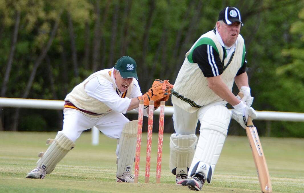 Armidale keeper Russ Wild whips the bails off Sydney 1’s Cameron McDonald’s stumps. McDonald was in this time although a few of his team-mates fell to Wild’s quick hands yesterday. Despite Wild’s best efforts though, Sydney went on to win. Photo: Pixonline