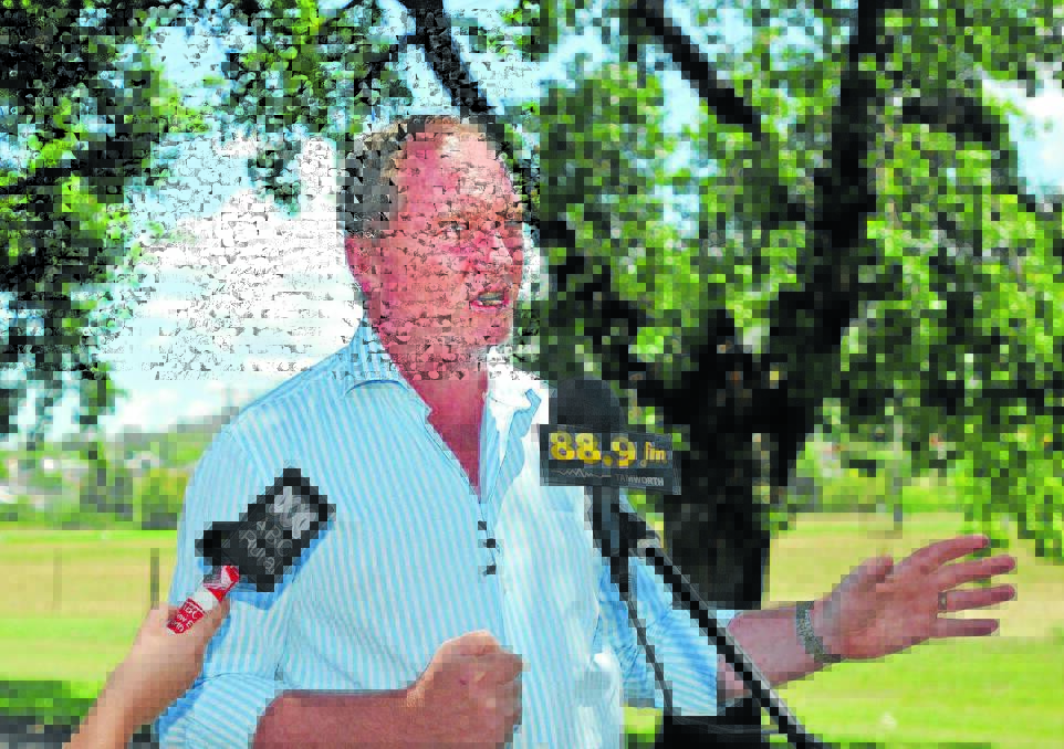 PROUD RECORD: Barnaby Joyce during his last doorstop interview for 2014, said he was proud of his many achievements this year – both as federal agriculture minister and as member for New England. Photo: Geoff O’Neill 221214GOB02