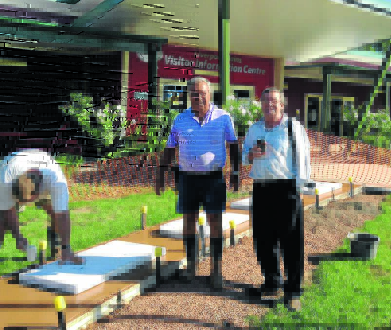 EDUCATIONAL: Senior Gomeroi man Owen Taylor and Liverpool Plains Shire Council director of economic and community development Neil McGarry check out progress on a $25,000 cultural pathway.