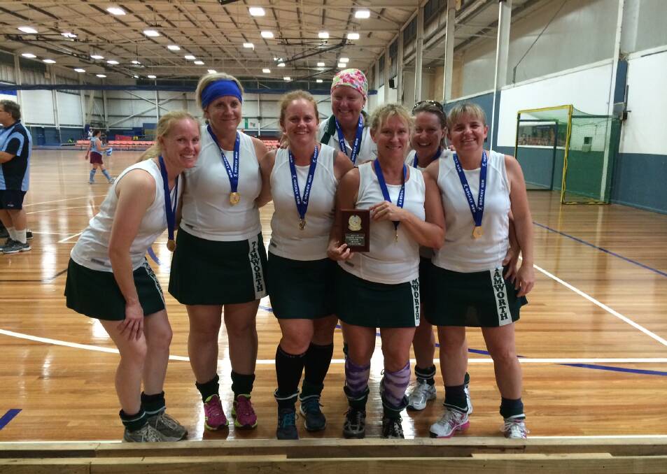 Tamworth 1s (from left) Julie Atkinson, Janelle Edgar, Kylie Pursche, Jenny Wright (goalie), Tracy Donnelly, Lynette  Henderson and Michelle Aslin took out their division at the Masters State Championships on the weekend.