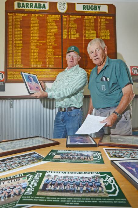 Barraba president Stephen Peake (left) and 50th publicity officer Chris Forbes are looking forward to the club’s anniversary celebrations.  Photo: Barry Smith 110215BSG02