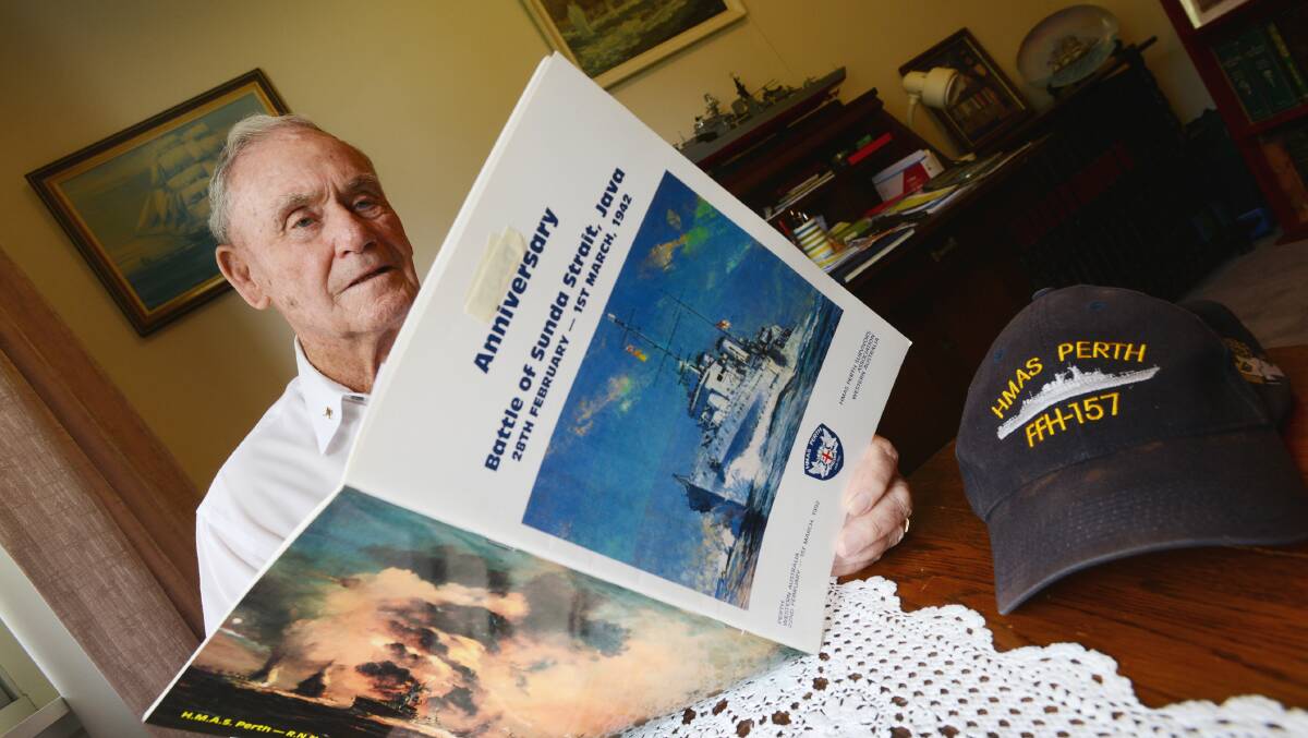 BRAVE MEN: Former Korean War Naval serviceman John Gubbins remembers the anniversary of the HMAS Perth’s sinking, which killed his father in 1942. Photo: Barry Smith 140214BSB04