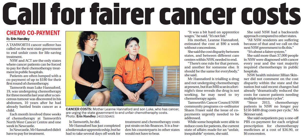 PROMISING: How The Leader covered Luke Hannaford’s battle – both with a deadly disease and with an unfair payment system.