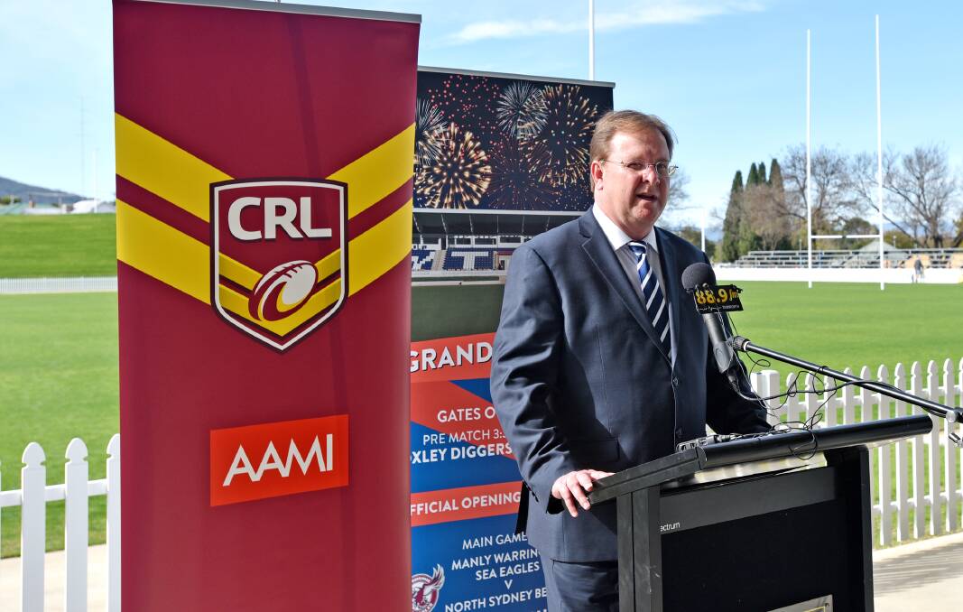 NSWRL CEO Dave Trodden at this week’s City-Country Origin announcement at the new Scully Park. Photo: Geoff O’Neill 030615GOB01