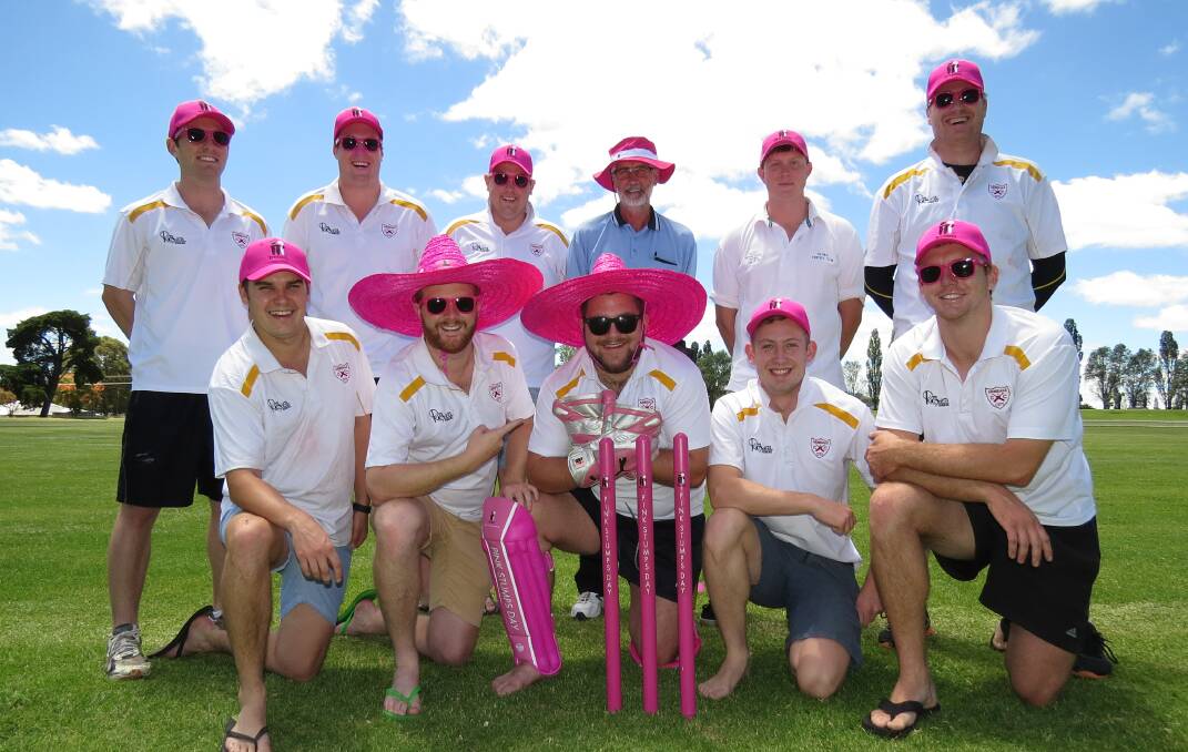A pinked-up Armidale City side is hoping for a change in fortune against Easts tomorrow. (Back from left) Matt Morrow, Brad Smith, Max Folpp, Peter Smith (umpire), Kyle Taylor, Andrew Skinner. (Front from left) Karl Triebe, Stephen Butler, Paul Woodford Jnr, Hugh Reckord, Adam Sweeney.