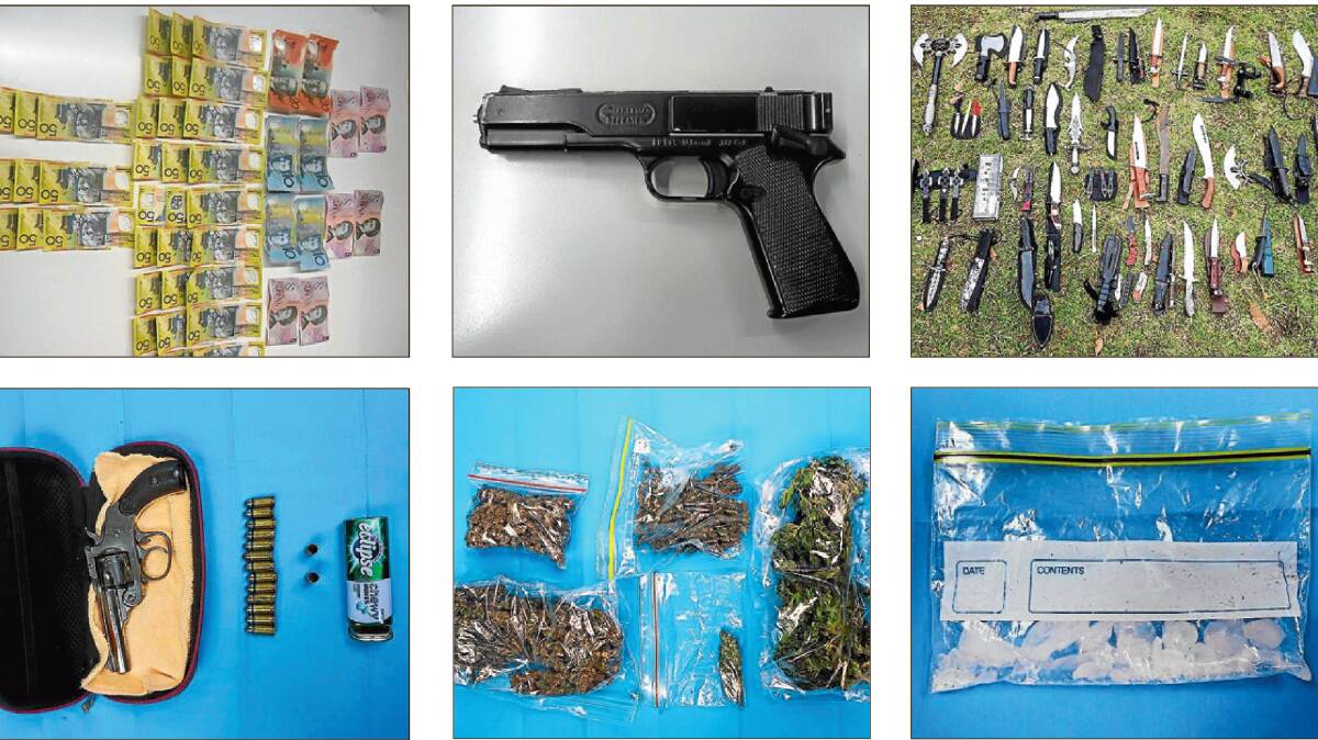 ILLEGAL HAUL: An Armidale man is behind bars after police seized guns, knives, ammunition, cash, cannabis, ice and other items suspected of being stolen during a raid on a Canambe St home.