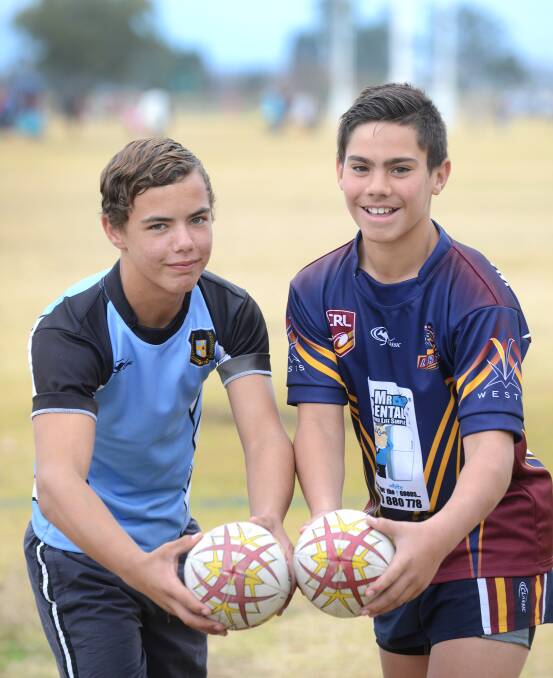  NSWPSSA Rugby League representatives Connor Bracken (left) and Tyrone Nean (right) are off to Blacktown and Wollongong for a national Under 12 carnival. Photo: Barry Smth 260714BSA01 