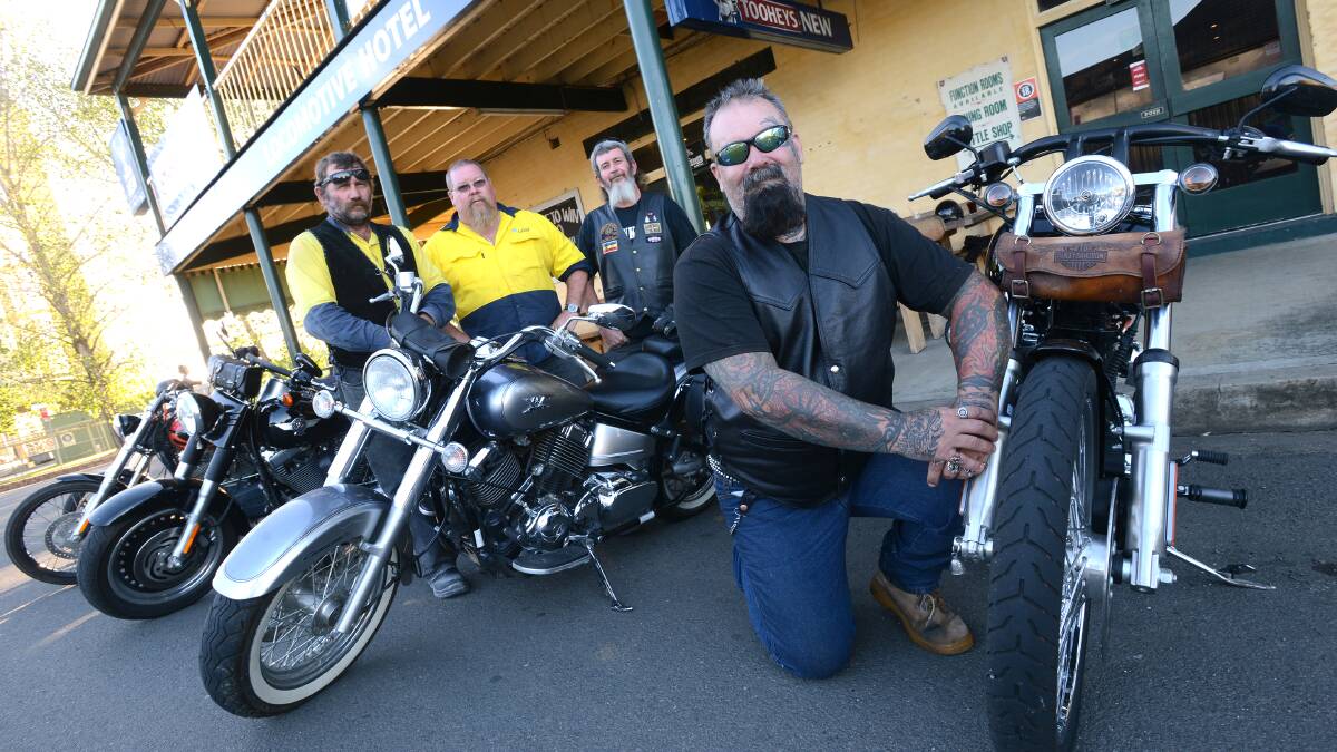 NOON DEPARTURE: A ride on Anzac Day will leave at noon from Tamworth. Run organiser Troy Windle, front, is pictured with, back from left, Riggs, Scott Burgess and Mick Billington. Photo: Barry Smith 070414BSC03
