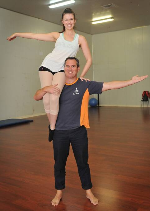 AIMING HIGH: Lucinda Burt and James Wallace are reaching for the stars in the Tamworth Celebrity Dance for Cancer. Photo: Geoff O'Neill 290514GOE01