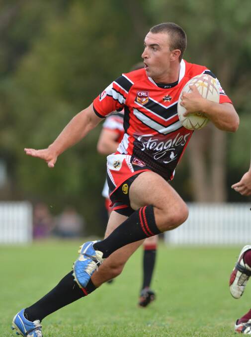 Abel Carney on the fly for North Tamworth Bears. He’s  been named on the bench for the Group 4 side.  Photo: Barry Smith 260414BSF28
