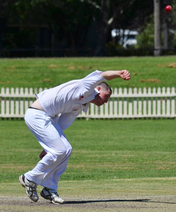 Sam Uphill bent his back to take 5-20 for Armidale against Gwydir on Sunday. 
Photo: Chris Bath 180115CBA02