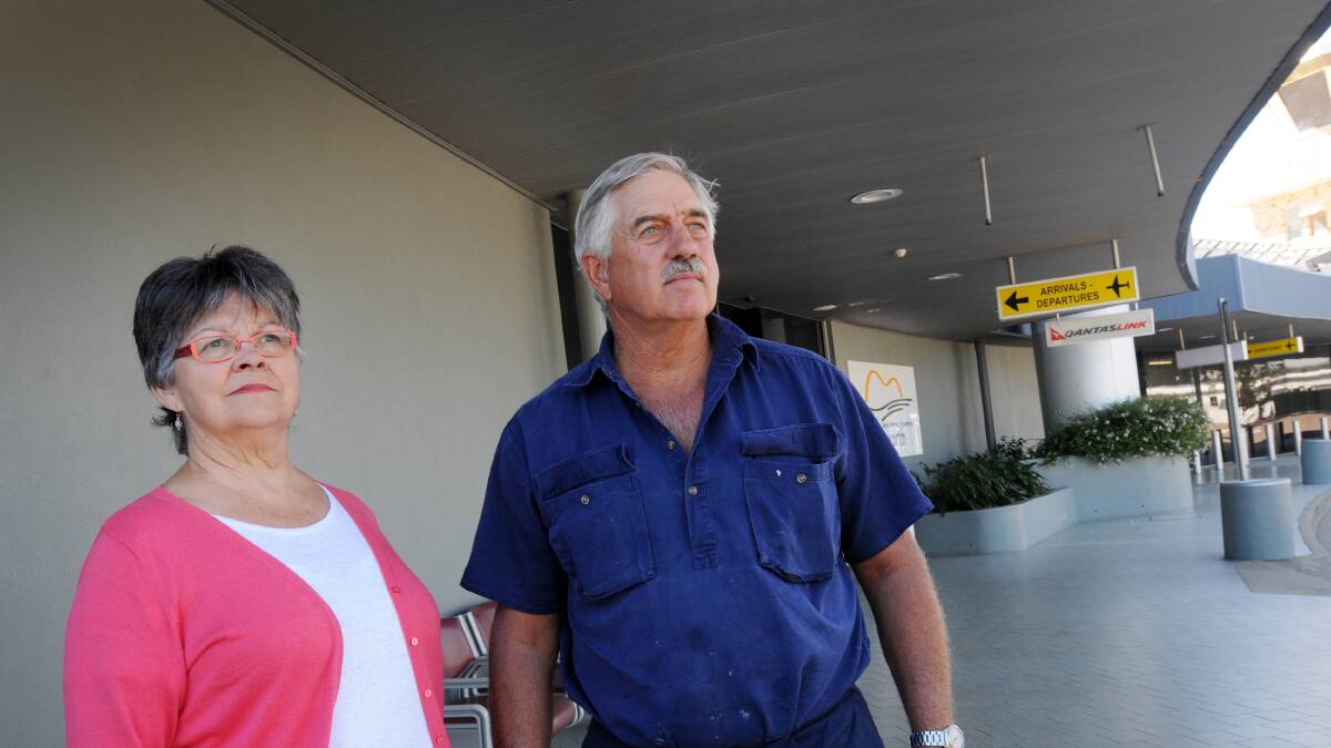 AERO CLUB OFFER: Tamworth Aero Club president Adele Mazoudier, pictured at the airport terminal with club life member Eric Munro, said the club was willing to discuss using the club premises as a potential spot for unscreened passengers to pass through. Photo: Gareth Gardner 210414GGA02