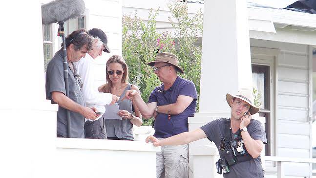 Angelina Jolie and her film crew working on the Unbroken film.