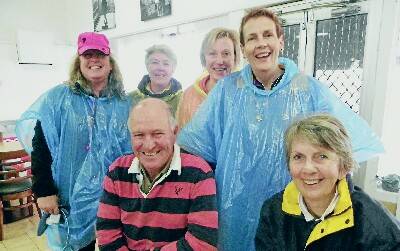 GETTING THERE: At Werris Creek, after the team had picked up former federal member for New England Tony Windsor and his wife Lyn for part of the walk. Back from left, Lyn Hoek, Jen Beer, Sylvie Pawsey, and Ruth Bock, with, front, Tony and Lyn Windsor.
