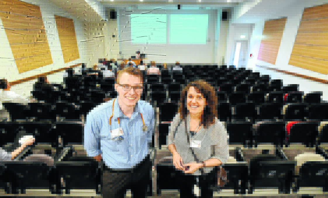 SPECIALIST PATHS: Tamworth hospital junior doctors Julian Wicks and Jayne Schofield hear about their career options. Photo: Barry Smith 190515BSD02
