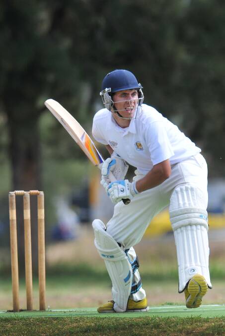 Matt Everett steps into this drive on his way to a quick half century in the opening Ron George Trophy round in Tamworth this week. Today he’s in Coffs Harbour as part of CNZ’s  Country Colts quest in the opening game against Southern. 
Photo: Gareth Gardner  170214GGC03