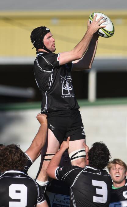 Byron Birch secures this lineout for Moree against Tamworth recently. The Bulls face one of their biggest tests of the season today when they host Pirates.  Photo: Gareth Gardner 090515GGH02