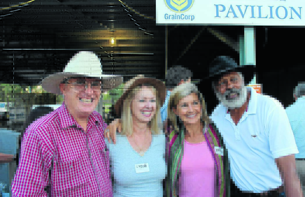 FAMOUS FACES: Tamworth’s Bill Caley with Dr Lydia Bennett, Belinda Williams and television personality- turned-painter Ernie Dingo. Photo: Simon Chamberlain