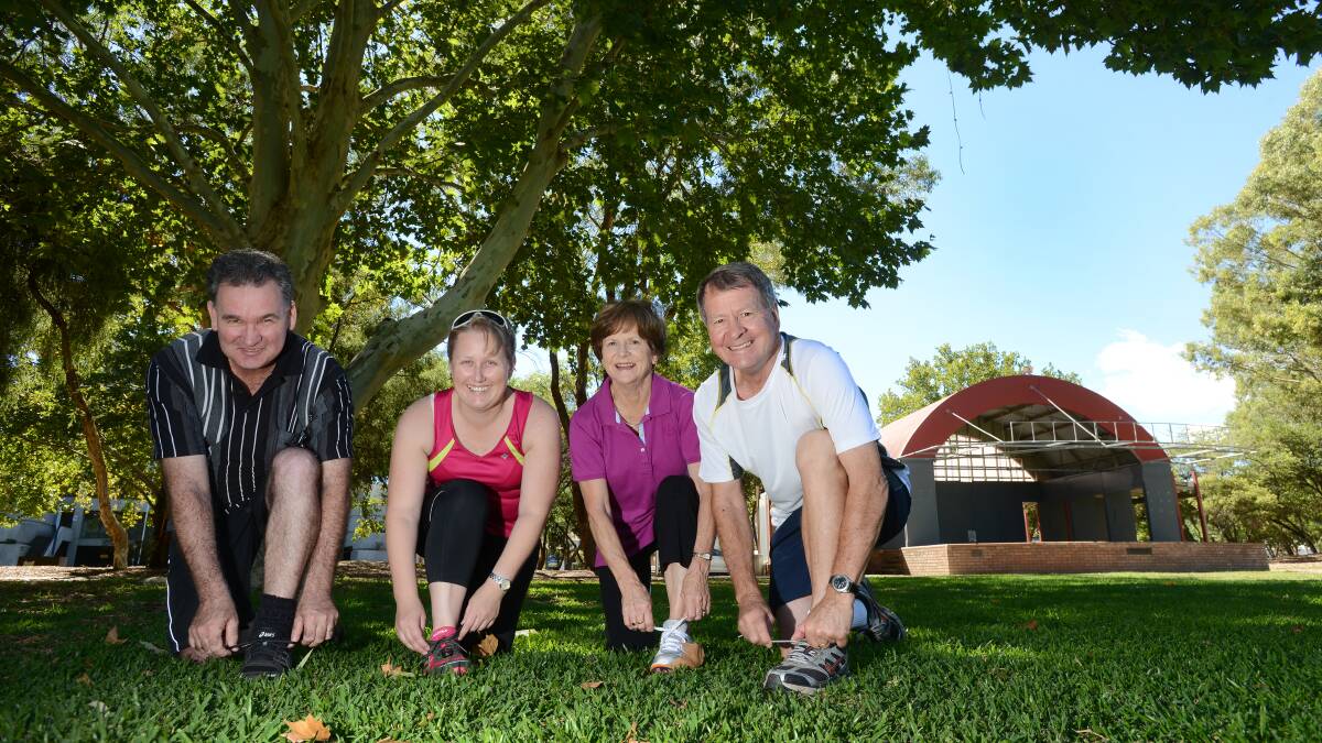 ON YOUR MARK: Kevin and Heather Hunter and Carolyn and Brian Noy are leading the charge to establish a parkrun event in Tamworth’s Bicentennial Park. Photo: Barry Smith 090314BSE01