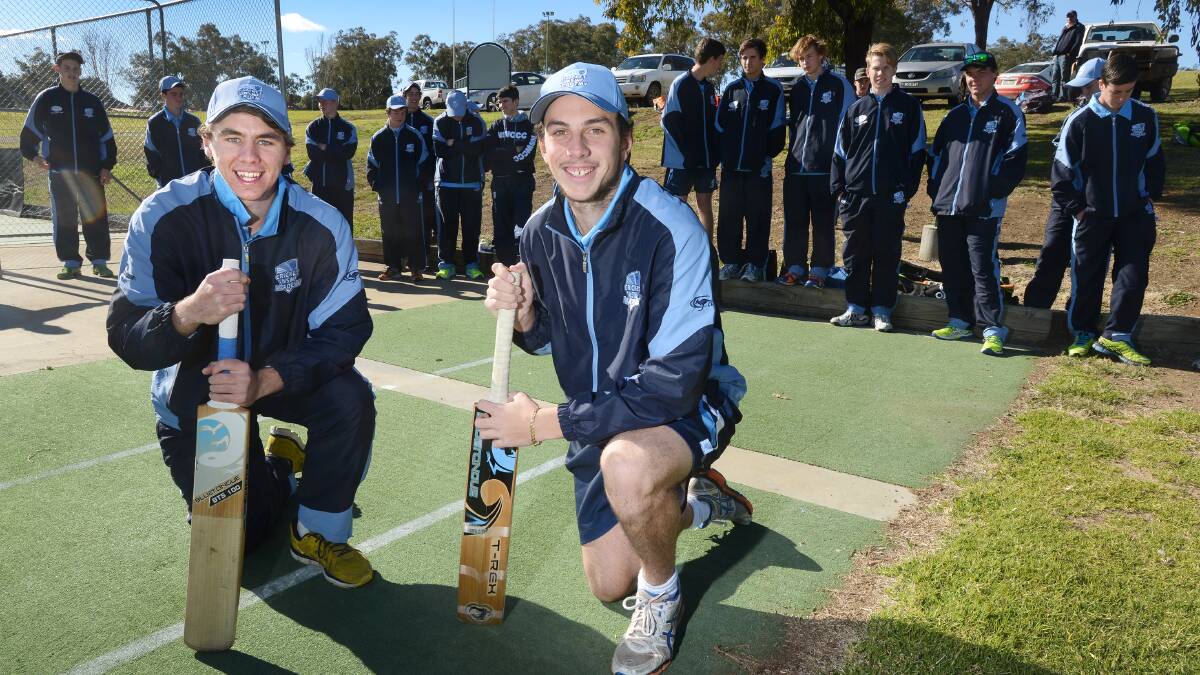Matt Everett (left) and James Psarakis are just two local boys at a two-day Emerging Blues cricket camp finishing up at Farrer today.  Photo: Barry Smith 110714BSB01