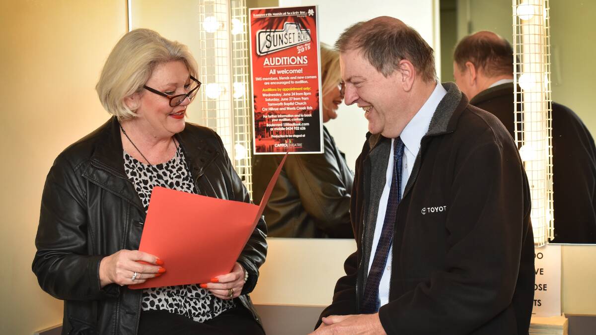 SEEING STARS: Tamworth Musical Society vice-president Ann Walsh with director Stephen Carter encourage everyone interested to audition for Sunset Boulevard. Photo: Geoff O’Neill 250615GOB01